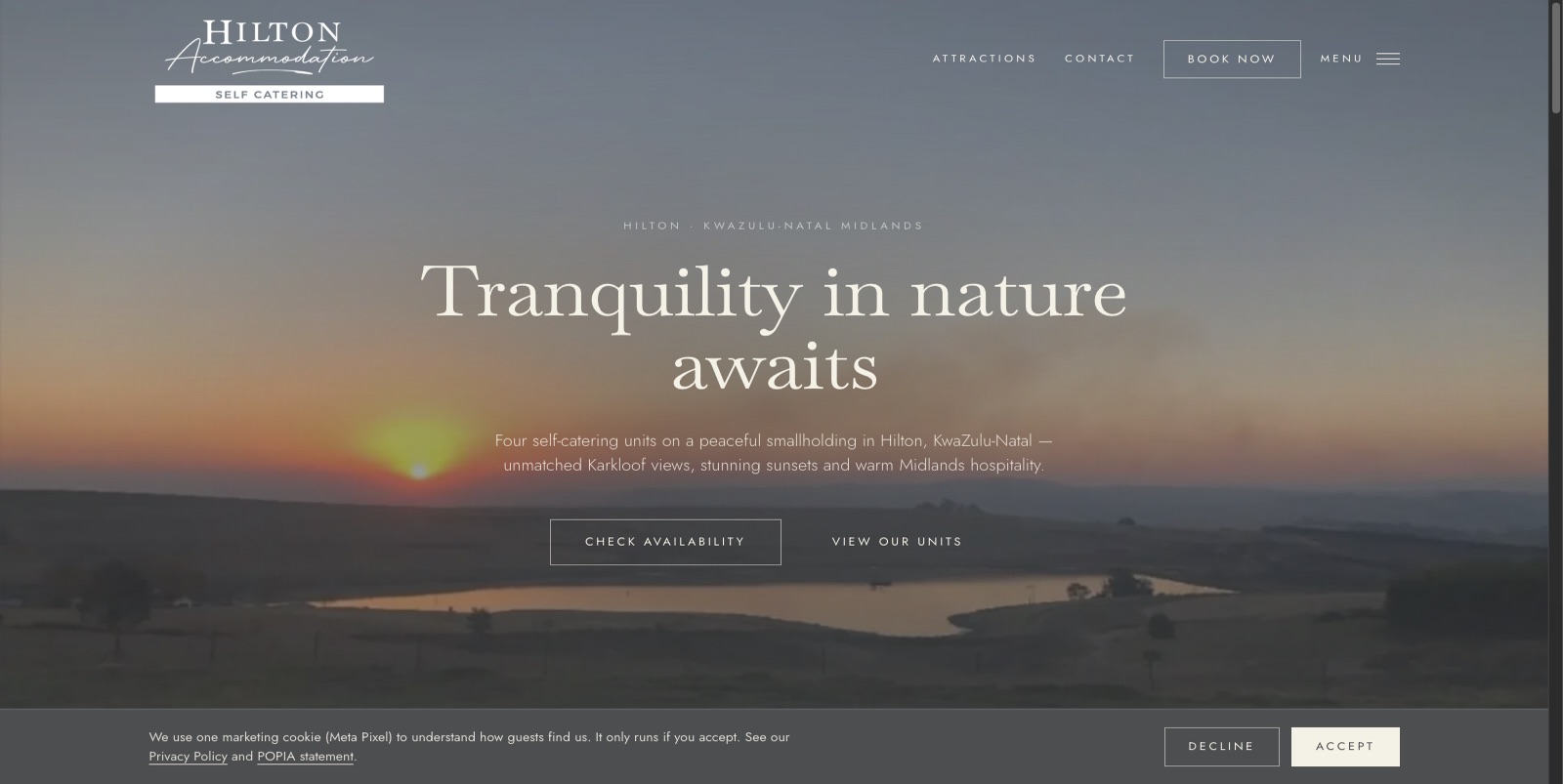 Hilton Accommodation website