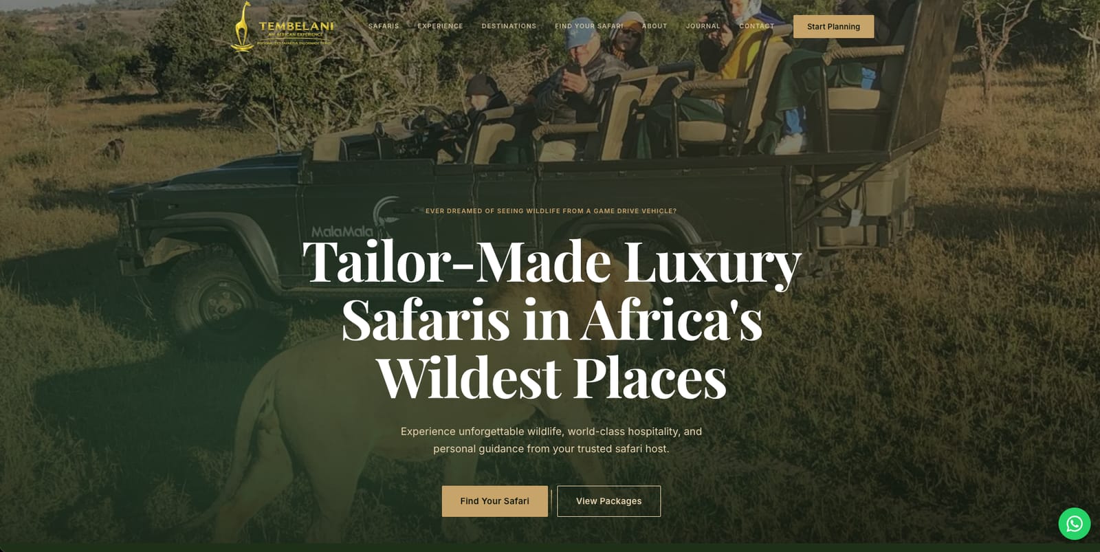 Tembelani Safaris website